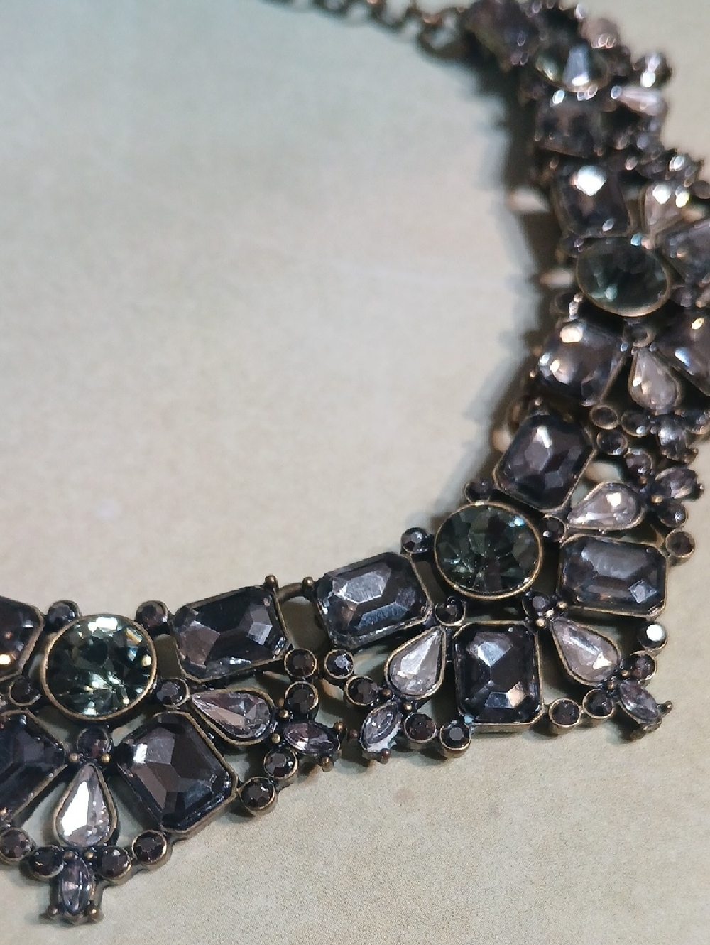 Vintage Smoky Crystal Statement Necklace